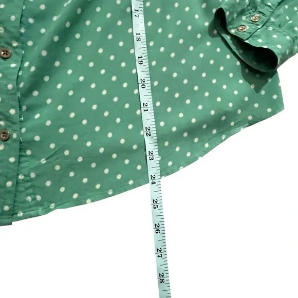 Anthropologie Maeve Teal Polka Dot Asbury Printed Button Down Blouse Size M - Picture 8 of 9